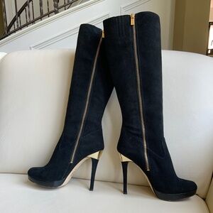 MICHAEL Michael Kors Tall York Platform Boots  - Black Suede - US8.5